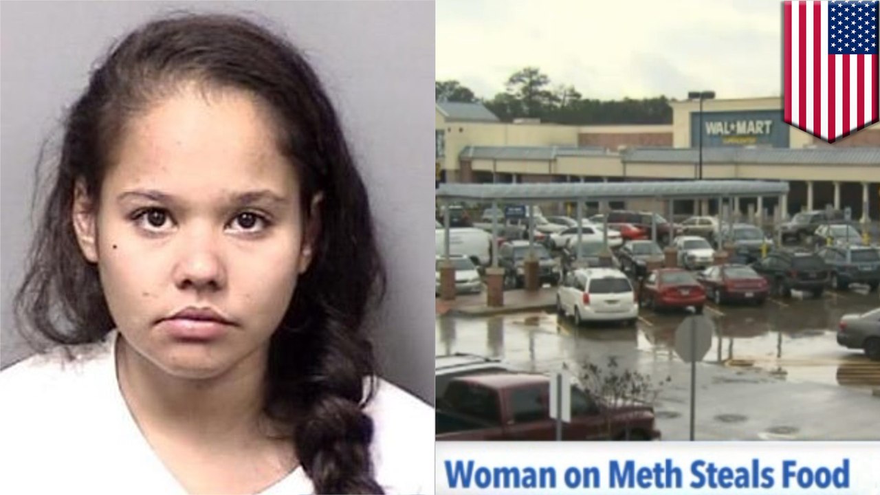 Meth tweaker on motorized shopping cart chugs wine and pigs out on food in Florida Walmart
