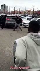 2 guys brawl over a parking spot