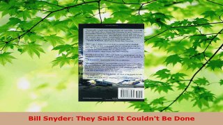 Read  Bill Snyder They Said It Couldnt Be Done Ebook Free