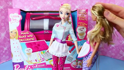 Play Doh BARBIE Pastry Chef Make, Bake & Decorate Cakes Kitchen Baking Oven Toy