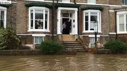 UK floods: Boat journey down York street