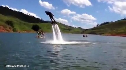 David Luiz takes a dive on a weekend with a water jetpack!