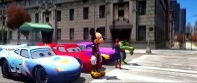HULK, MICKEY MOUSE & SPIDER-MAN drive Disney Pixar Cars LIGHTNING MCQUEEN, DINOCO & RAMONE , HD online free 2016