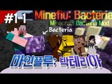 양띵 [박테리아를 퍼뜨려라! 마인플루: 박테리아 '편집본' 1일차 1편] 마인크래프트 Bacteria Mod