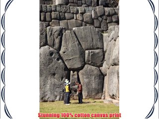 Guide talking to tourists at the Inca fortifi - 30 x 20in Canvas Print - Framed and ready to