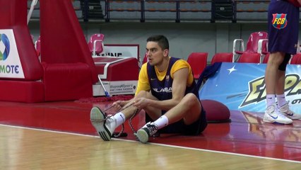 Entrenament del FCB Basket a la pista d’Olympiacos