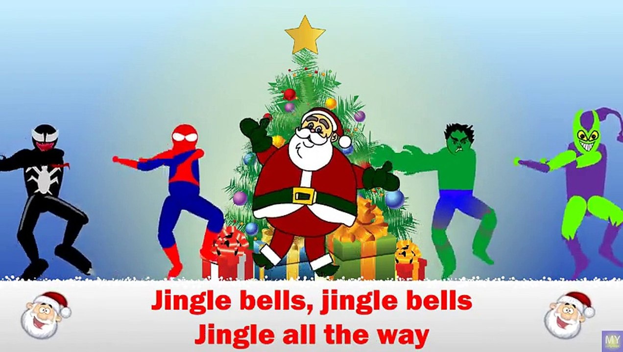 jingle bells christmas song with spiderman santa venom hulk green Goblin Full animated car