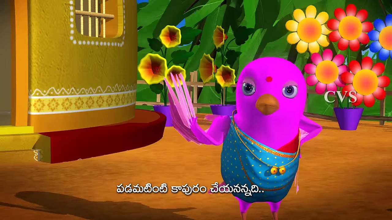 Burru Pitta Burru Pitta Turru mannadi - Birds - 3D Animation Telugu Rhymes for children