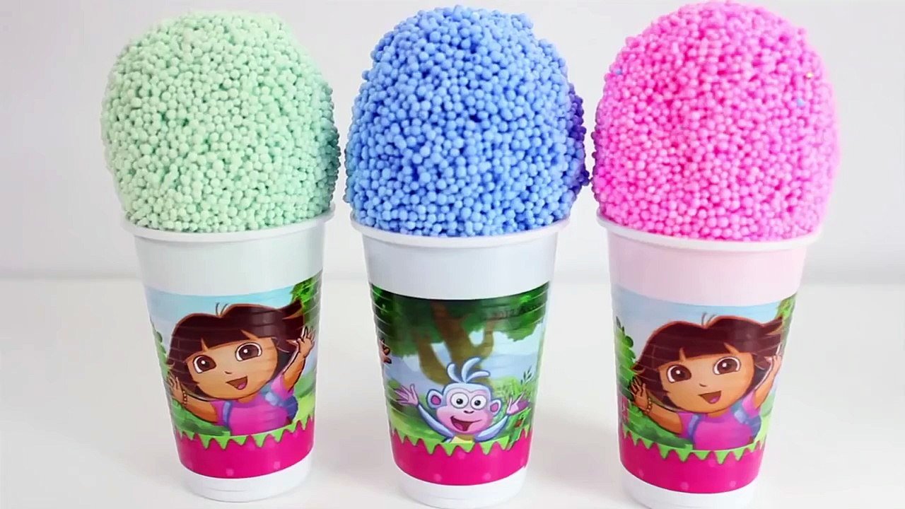 Dora the explorer Foam clay Surprise Eggs Ice Cream cups Disney Princess Angry birds Spongebob
