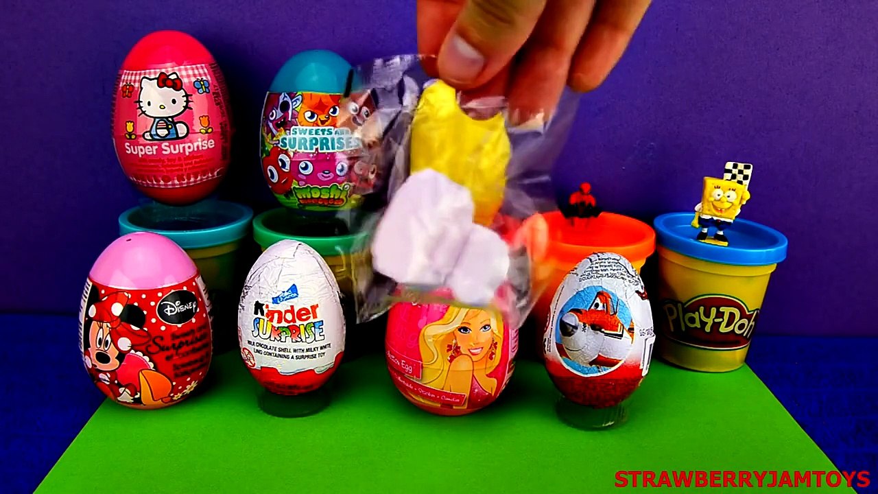 Peppa Pig Play Doh Barbie Spiderman Kinder Surprise Moshi Monsters Surprise Eggs StrawberryJamToys