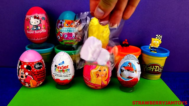 Peppa Pig Play Doh Barbie Spiderman Kinder Surprise Moshi Monsters Surprise Eggs StrawberryJamToys