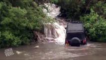 Jeep Drives Up Waterfall | Off Roading