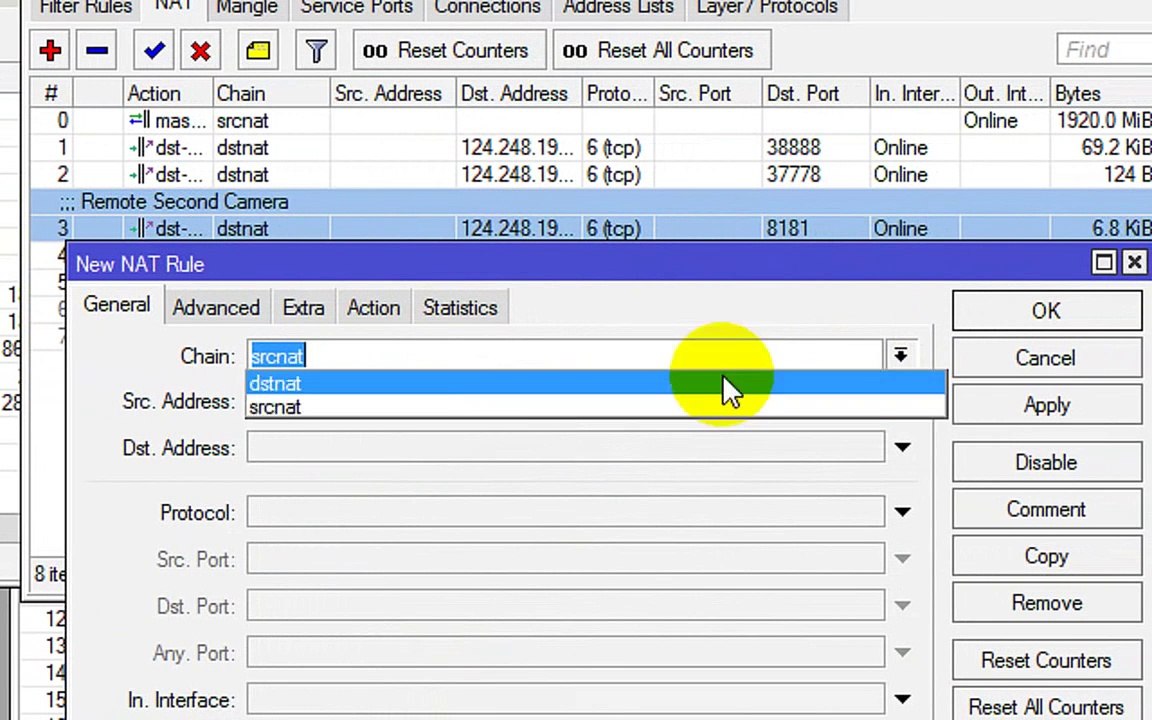 MikroTik Router - IP Camera port forwarding