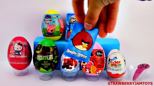Barbie Shopkins Spiderman Kinder Surprise Peppa Pig TMNT Minnie Surprise Eggs StrawberryJamToys
