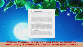 Read  Marine Mammal Observer and Passive Acoustic Monitoring Handbook Conservation Handbooks Ebook Online