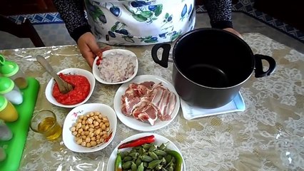 بامية احلى واسرع (قناوية بالتونسى) بلحم الخروف اكلة ساهلة و بنينة - le gombo avec de la viande