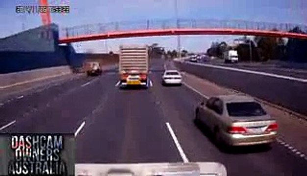 Car spins out and crashes in front of truck