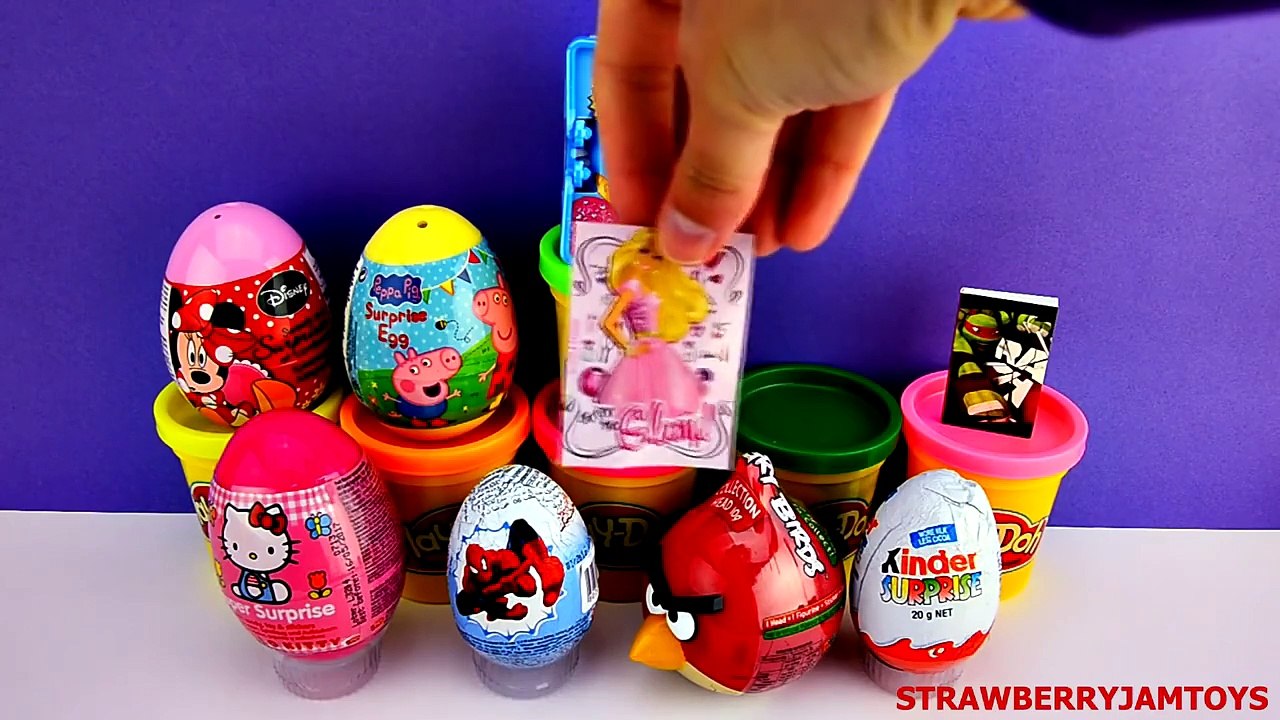 Shopkins Barbie Peppa Pig Kinder Surprise TMNT Spiderman Angry BIrds Surprise Eggs StrawberryJamToys