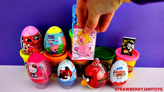 Shopkins Barbie Peppa Pig Kinder Surprise TMNT Spiderman Angry BIrds Surprise Eggs StrawberryJamToys
