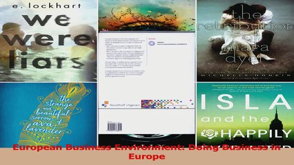 PDF Download  European Business Environment Doing Business in Europe Download Full Ebook