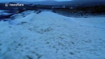 Storm Frank sea foam gives 'white christmas' to Kerry, Ireland