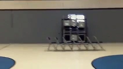 Boy ALMOST Jumps Over Row of Chairs
