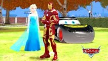 Elsa Frozen & Iron Man w/ their Custom Batman Lightning McQueen Cars (Marvel   Disney Supe