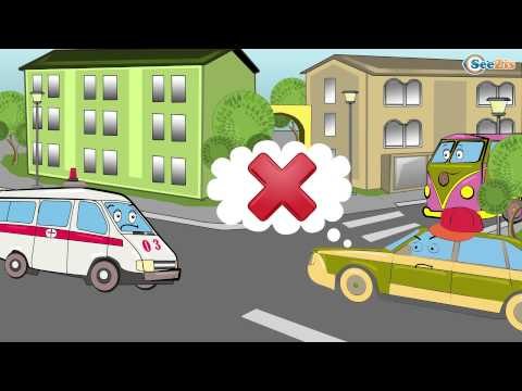 Ambulans samochody przepisów ruchu drogowego | bajki dla dzieci