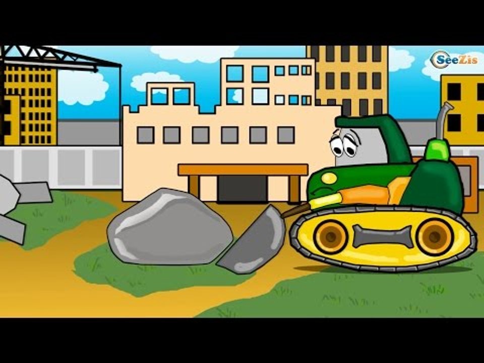 Koparki bajki dla dzieci po polsku: Budowa drogi Maszyny - Koparka pracuje na budowie budynku