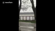Kitesurfer takes advantage of York flooding