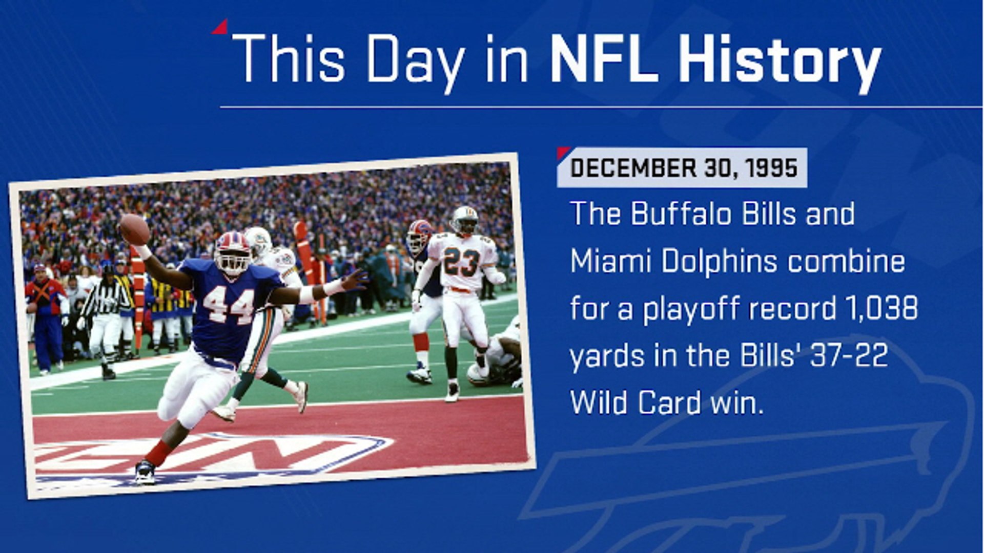 Bills And Dolphins Combine For Yardage Playoff Record I This Day In Nfl History Video Dailymotion