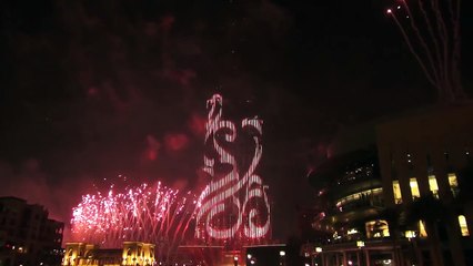 Burj Khalifa in Dubai New Year Fireworks Celebration 2015