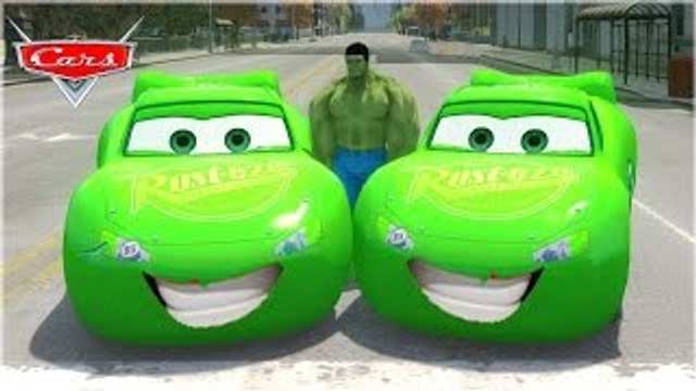 HULK & HULK Custom Lightning Mcqueen Cars in Green Having Fun (Disney Pixar 1080P HD)