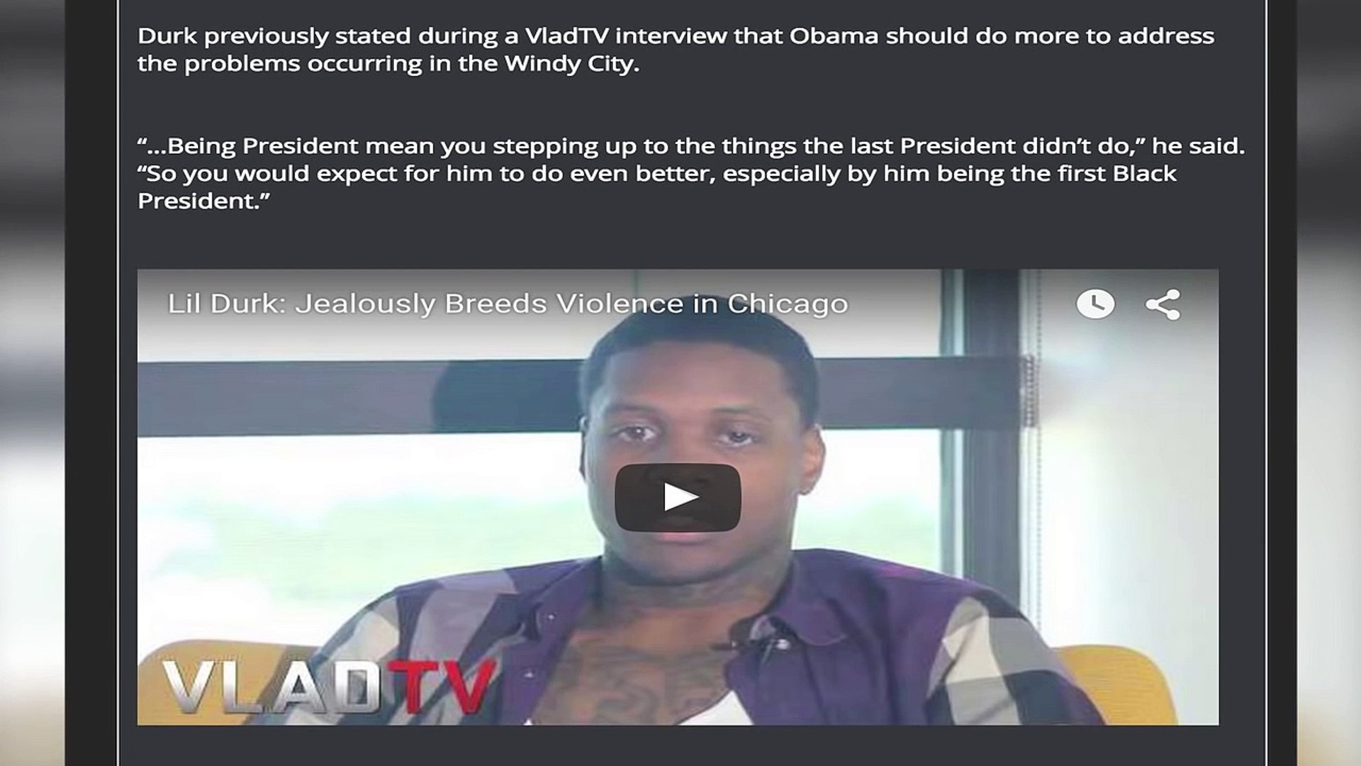 ⁣Lil Durk Wants President Obama To Fund Community Centers In Chicago