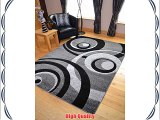 Vibe Modern Grey Silver and Black Circle Design Quality Hand Carved Rugs. Available in 4 Sizes