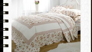 Vintage traditional luxurious summer super king size bed bedspread set quilted set cream blue