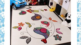 Kids Rug Bird Design Cream Blue Orange Green 120x170 cm