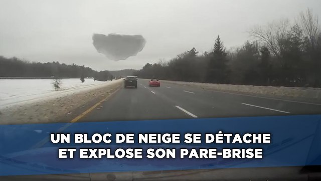 Un bloc de neige se détache d'une voiture et explose son pare-brise