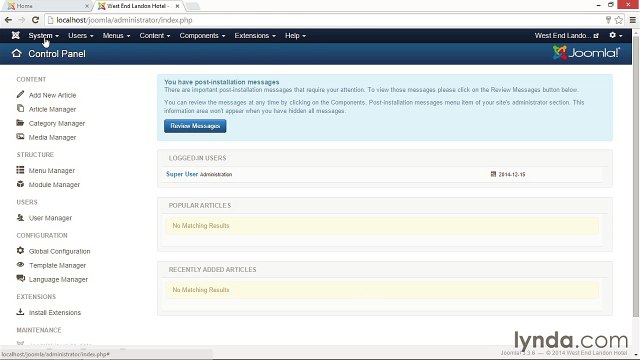 006 A quick tour of the Joomla! interface - Working with Joomla! 3.3
