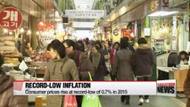 Korea's consumer prices rise at record-low of 0.7% in 2015