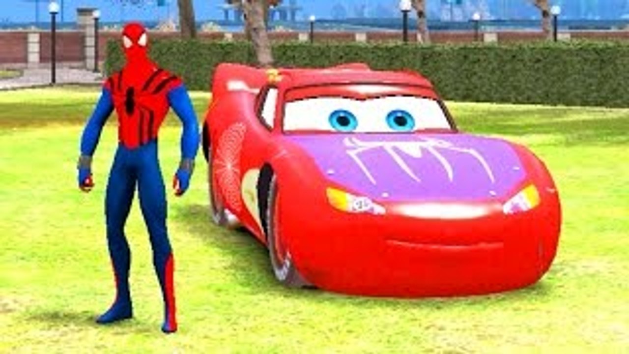 The Amazing SPIDERMAN w/ his custom Spider Man Lightning McQueen Cars + Nursery Rhymes Son