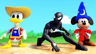 Mickey Mouse VS Spiderman SUPERHERO VS Donald Duck Race ! Playground Race And A Monster Tr