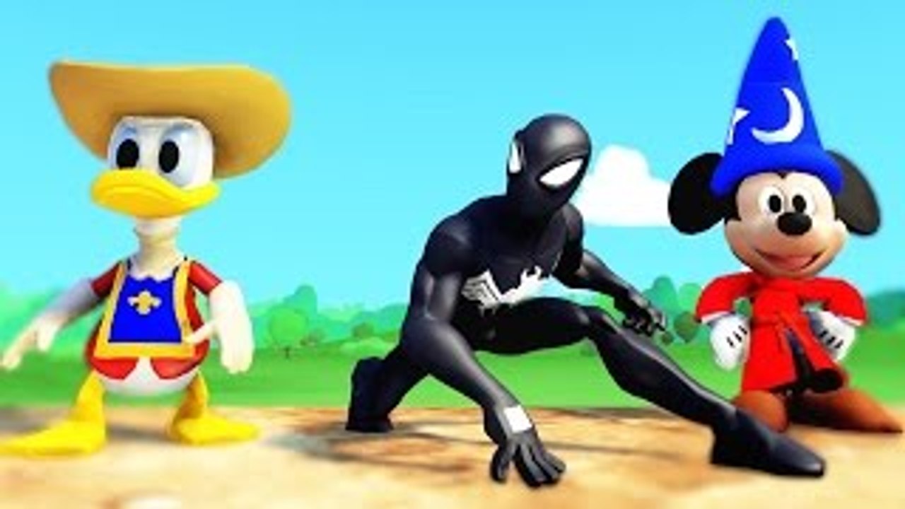 Mickey Mouse VS Spiderman SUPERHERO VS Donald Duck Race ! Playground Race And A Monster Tr