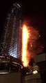 Building on Fire Near Burj Khalifa in Dubai