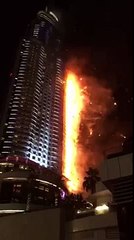 Building on Fire Near Burj Khalifa in Dubai