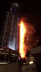 Fire at the Address Hotel outside the Dubai Mall just a couple of hours before midnight.