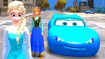 Princess Anna of Arendelle and Elsa The Snow Queen (Frozen) with Cars Flash McQueen Lightn