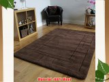 New Soft 100% Wool Thick Border Design Chocolate Brown Dining Room Rug 4 Sizes Available Elements