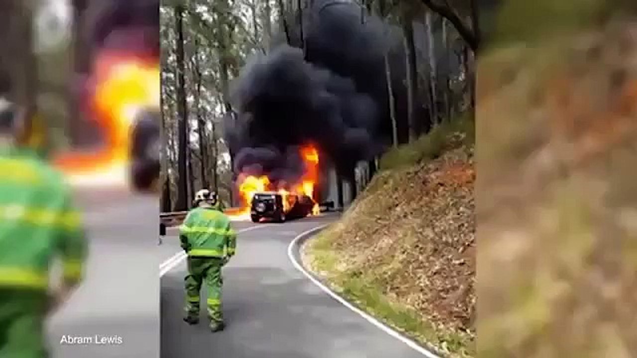 Melbourne bride makes lucky escape after limo burst into flame