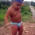 A cute boy dancing